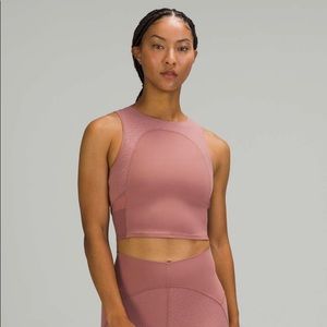 Lululemon mesh crop top in Spiced Chai